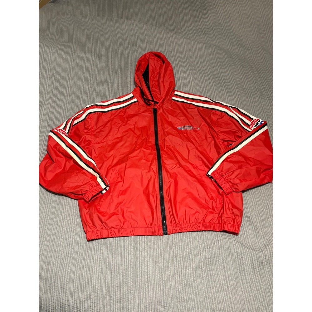 Essex Atlanta Motor Speedway Racing Windbreaker Jacket Red Mens XL Full Zip Hood